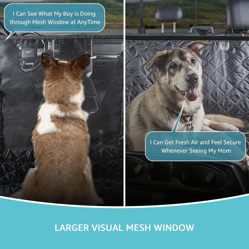 comwish Truck Dog Seat Cover for Pickup Back Seat | Mesh Window & Seat Belt | 100% Waterproof Dog Hammock for Car Safe Travel with Side Door Protectors | Non-Slip, Scratchproof Pet Rear Seat Cover - Image 2